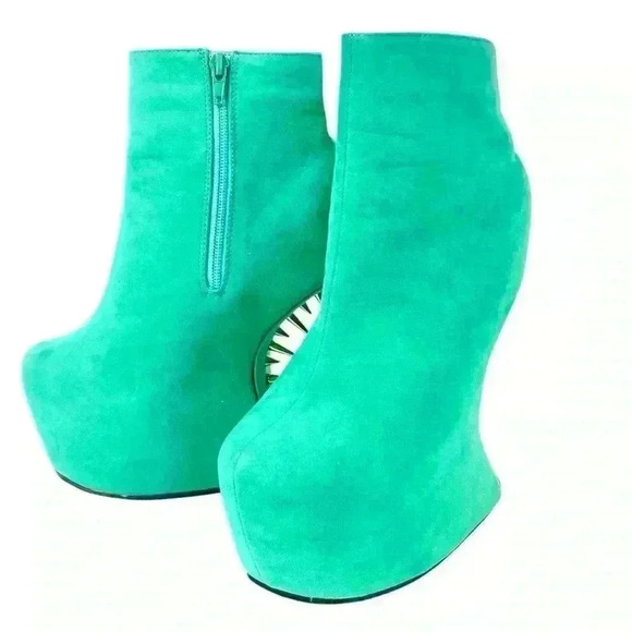 🔥Redkiss Heelless Green Studded Wedge  Ankle Boots 6.5, Punkcore, Pastel Goth - Picture 4 of 16